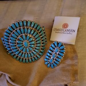 ZUNI Chaco Canyon Turquoise bracelet & ring.